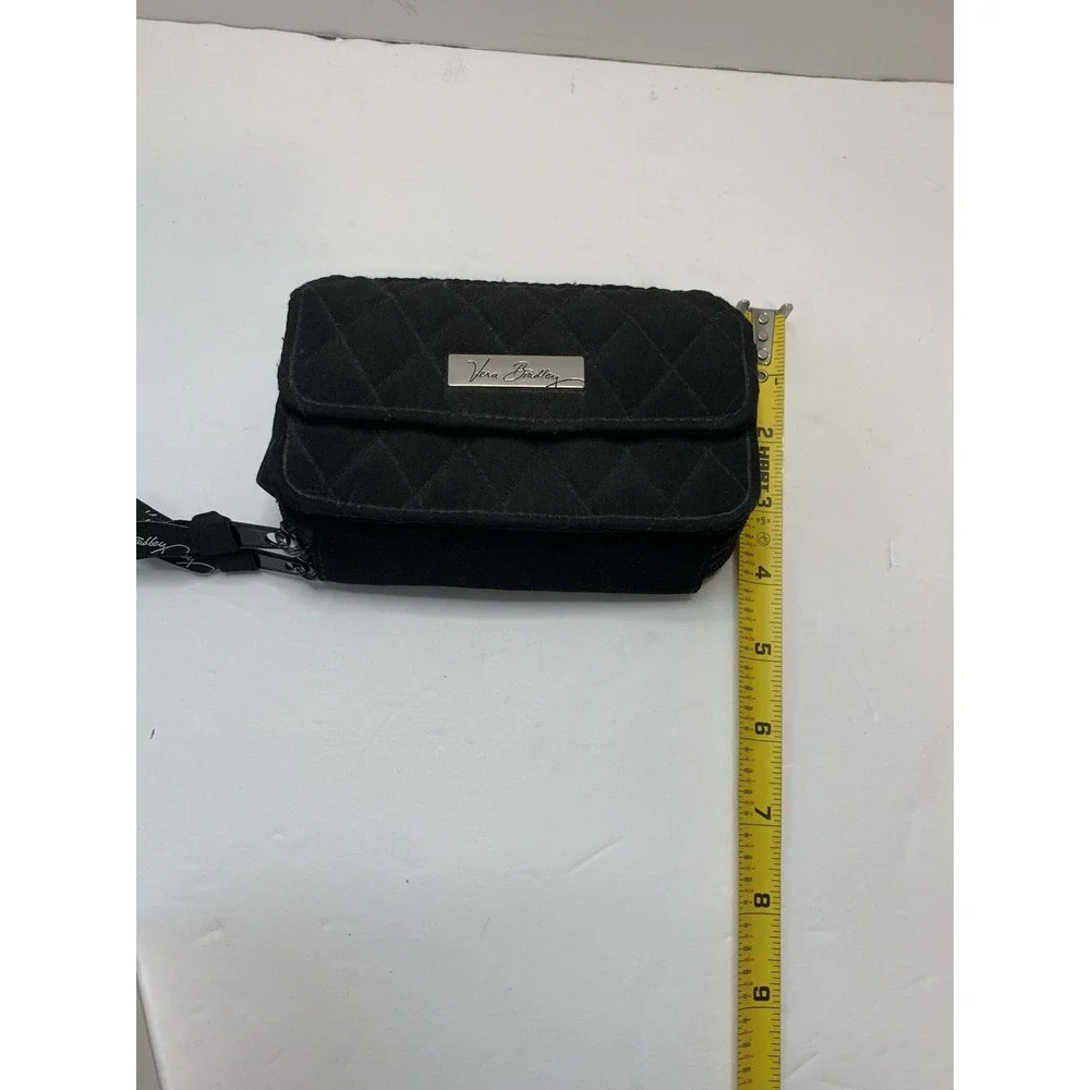 Vera‎ Bradley Women's Black Quilted Convertible Zip-Around Wallet NO STRAP
